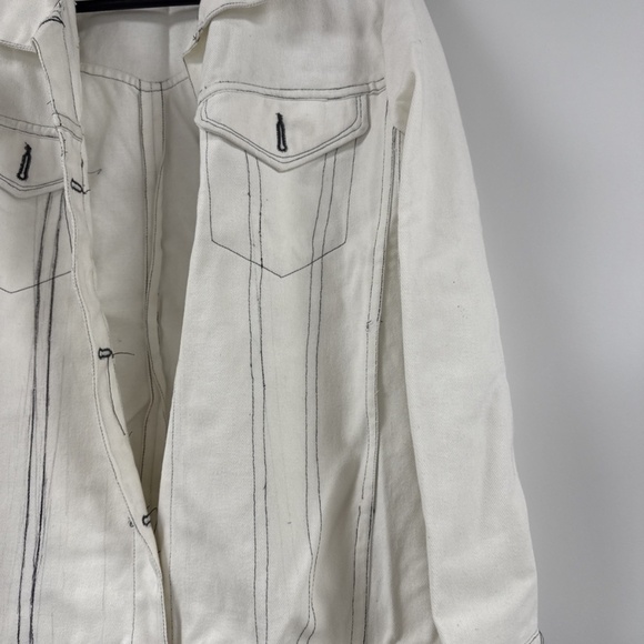 White Jean Jacket Denim Toile Size Small - Picture 7 of 8